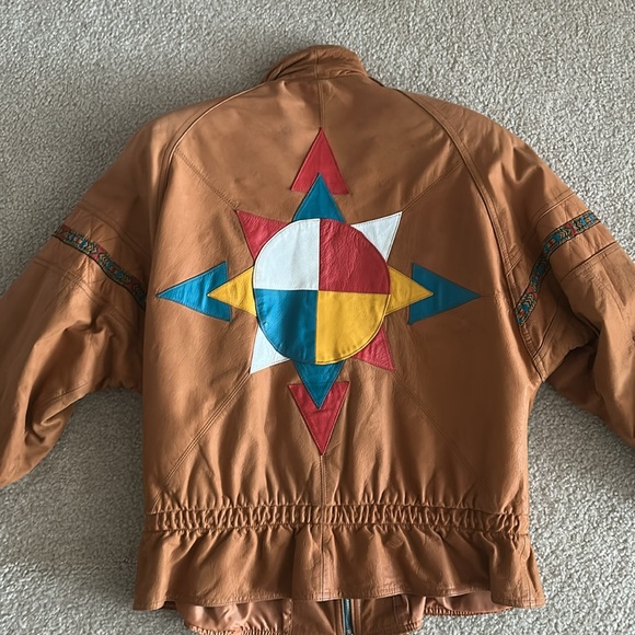 Vintage Leather Patchwork Zip Front Jacket size s - Picture 9 of 10